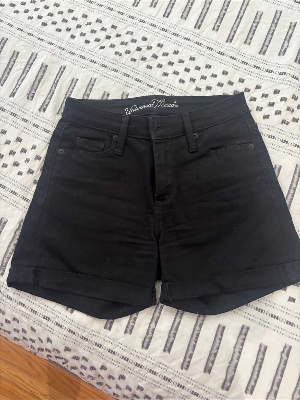 Universal Thread Black High-Rise Rolled Hem Denim Shorts